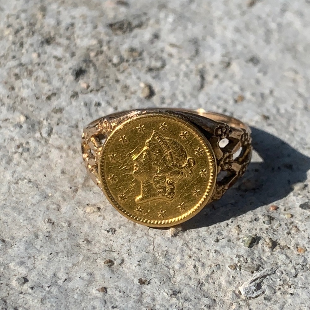 1852 Gold One Dollar Ring - Picture 4 of 6